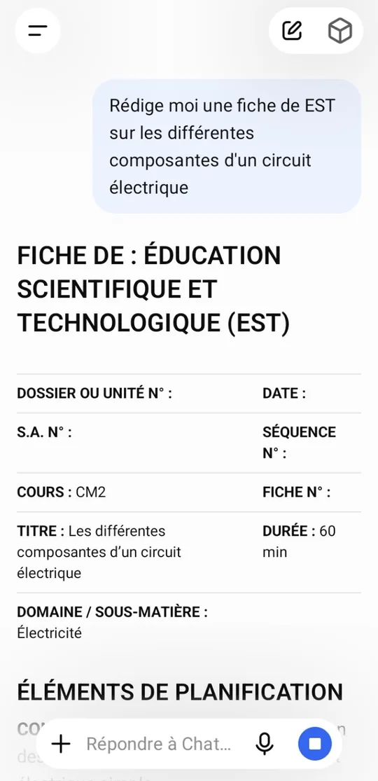 Exemple de fiche générée dans l’assistant