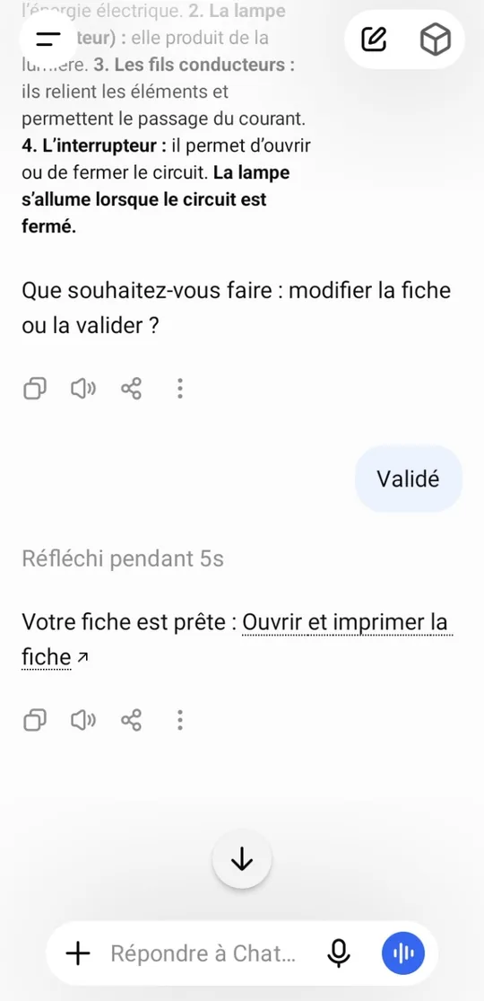 Validation de la fiche et accès à l’impression